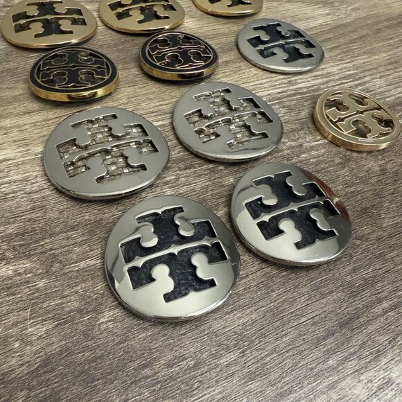 Lot of 11 Tory Burch Gold & Silver Metal Replacement Button Medallions Upcycle - Picture 2 of 7